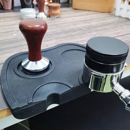 High Quality Silicone Espresso Tamper Mat – Slip-Resistant Rubber Corner Pad (No Tamper Included)