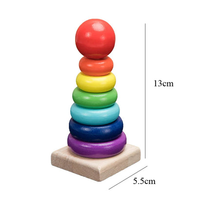 Hot Kids Montessori Wooden Toys – Macaron Blocks Learning Set, Baby Music Rattles & Colorful Educational Blocks