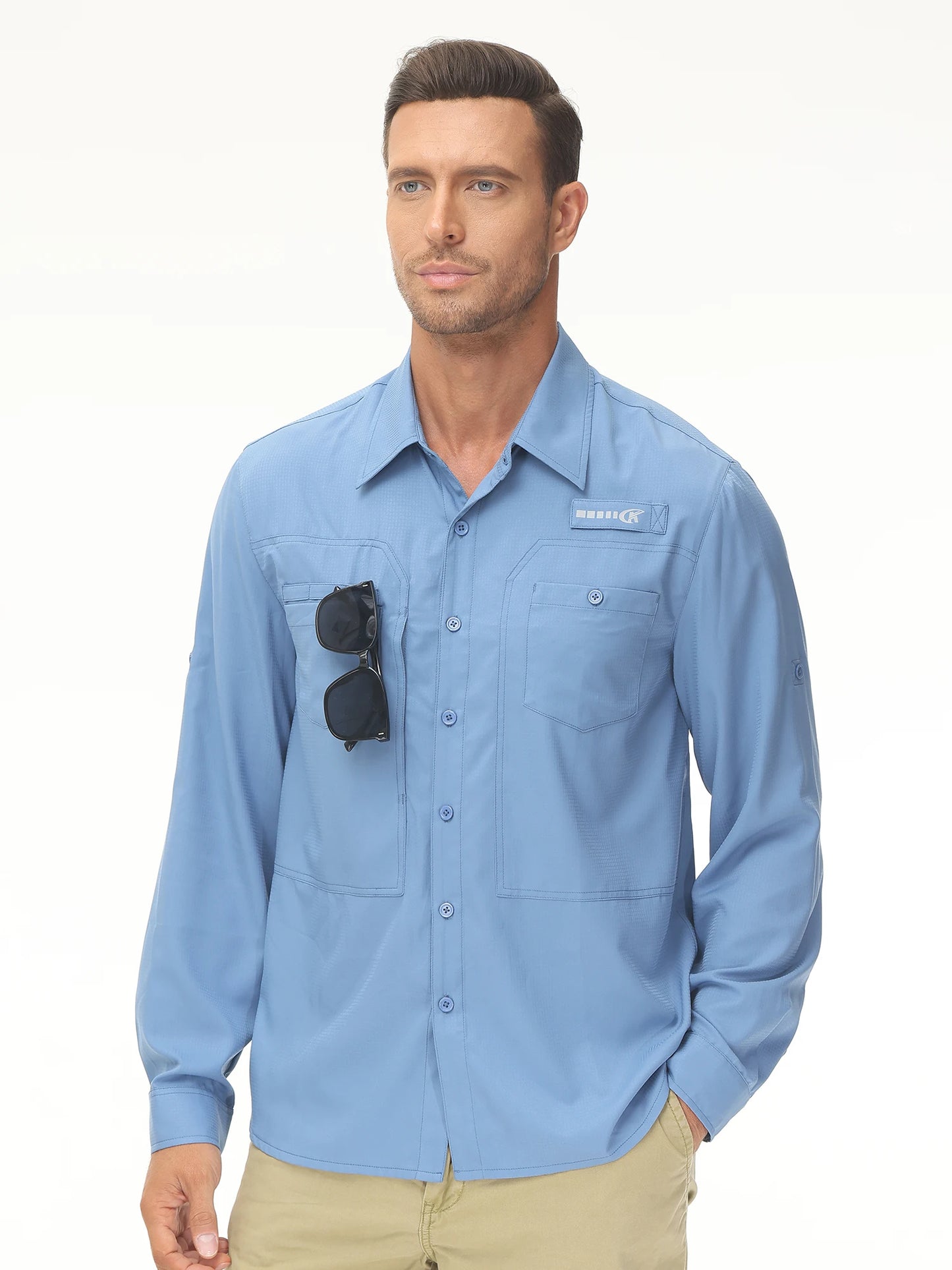 Men's UPF 50+ Fishing Shirt – Lightweight Long Sleeve Sun Protection Shirt with Breathable Mesh Back