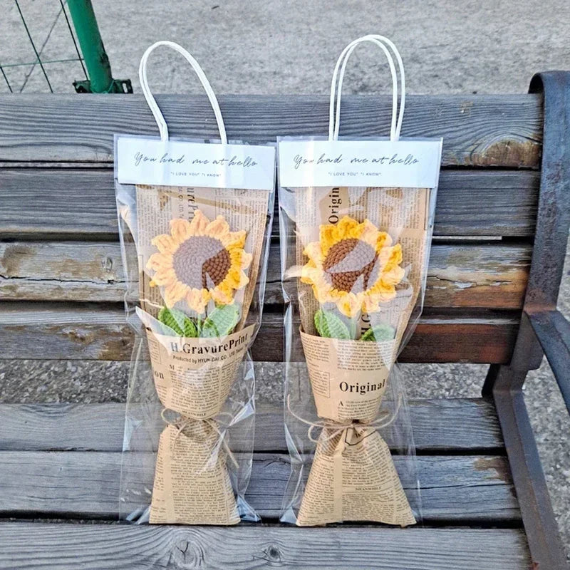 5/10PCS Transparent Flower Wrapping Bags – Gift Packaging with Handle for Weddings, Birthdays, Candy & Flower Box Decor