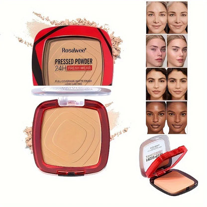 Full Coverage Pressed Powder Foundation with Puff – 24H Long Lasting Matte Oil Control Face Makeup for Smooth Flawless Finish