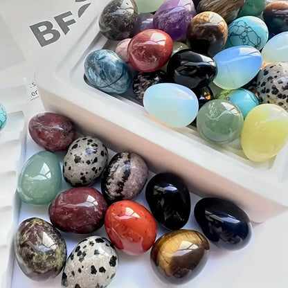 12-Piece Polished Egg Stones Set - Decorative Crystal Stones for Home Décor, Desktops, Aquariums, and DIY Crafts
