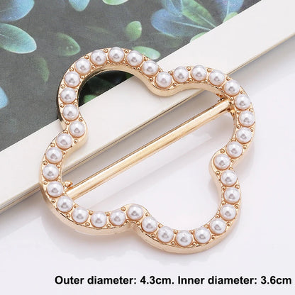 Elegant Alloy Brooch Pins with Pearls & Rhinestones – Minimalist Irregular Shapes, Fashion Accessory for Garments & Scarves