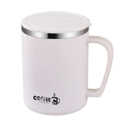 WORTHBUY 480ml Stainless Steel Insulated Coffee Mug – Double Layer Thermal Travel Cup with Lid, Handle & Leak-Proof Design