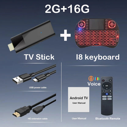 Q12 Mini TV Stick Android 14 – Quad-Core ATV Smart TV Box 4GB RAM 64GB/128GB ROM WiFi 2.4G & 5G Global Streaming