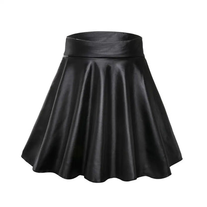 Women’s High Waist Mini Skirt — Elastic Faux Leather Short Skirt
