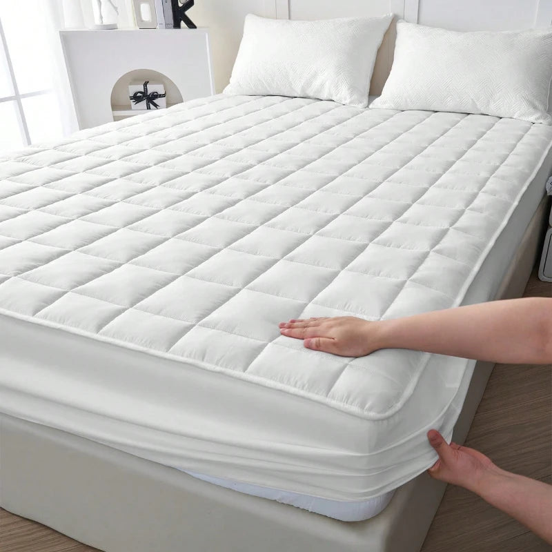 Quilted Waterproof Mattress Protector - Breathable Deep-Fitted Mattress Pad with Anti-Slip & Washable Cover