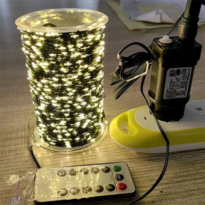 1000 LED Green Wire Fairy String Lights | Waterproof Christmas Tree & Holiday Decor, US/EU Plug 110V/220V