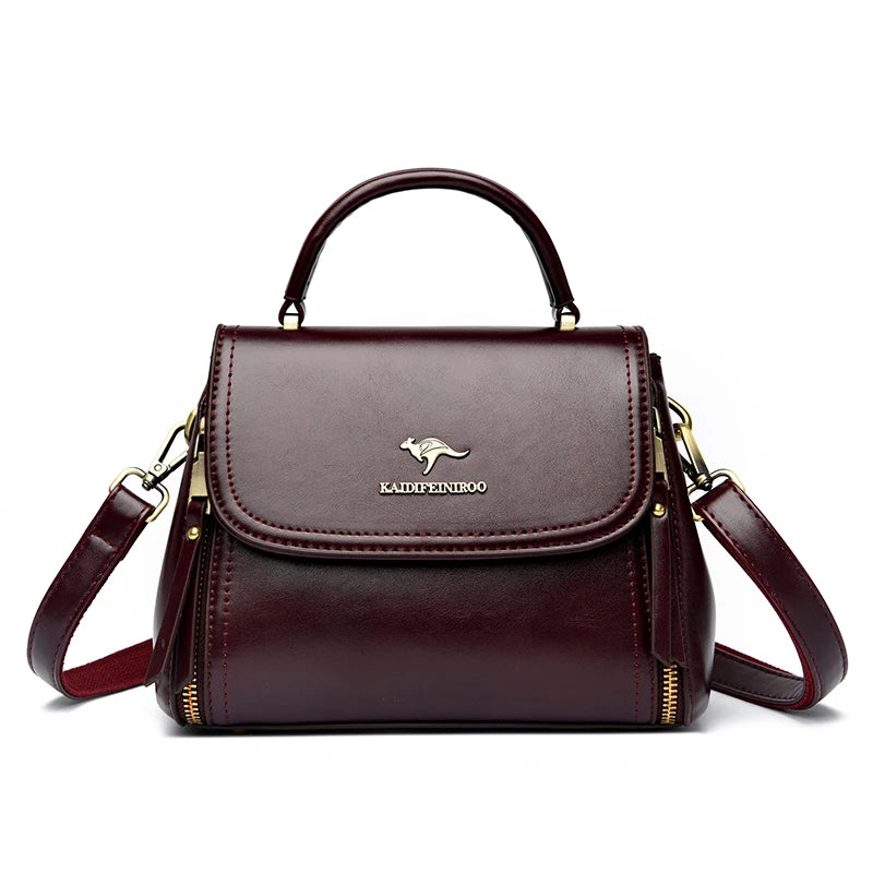 Luxury Women’s Leather Designer Handbag – High Quality Casual Tote Top-Handle Shoulder Messenger Bag