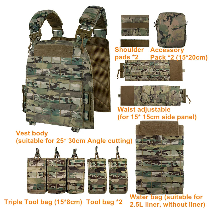 YAKEDA Quick Disassembly 6094 Training Vest – Adjustable Protective Airsoft Plate Carrier Chest Rig