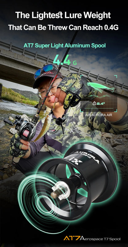 Histar Aurora AIR BFS Baitcasting Reel – Light Lure AT7 Aluminum Spool, 115G UL, 3D Dynamic Magnetic Braking System