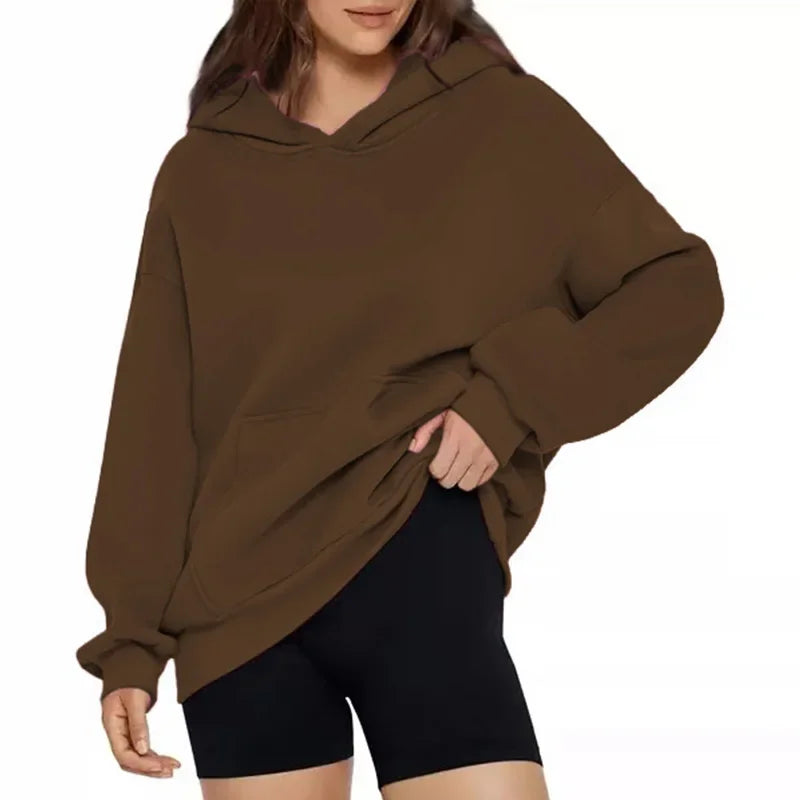 Oversized Hoodie Sweatshirt — Unisex Loose Fit, Drop Shoulder, Cuffed Sleeve Winter Casual Sportswear