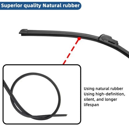 Universal Frameless Windshield Wiper Blade - 9mm J Hook Type Long Lasting Car Wiper Replacement