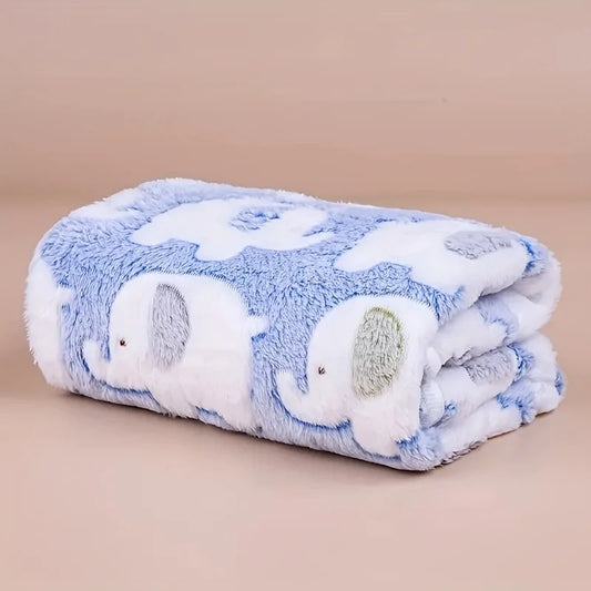Cartoon Elephant Pet Blanket - Soft Cozy Flannel Throw for Dogs & Cats Puppy Kitten Christmas Gift