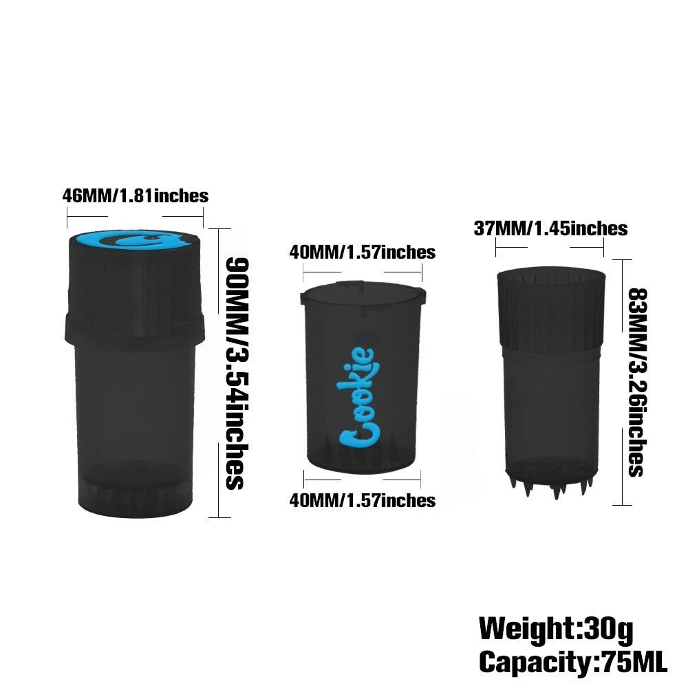 Storage Case with Built-In Crusher — Black Plastic Accessories Container