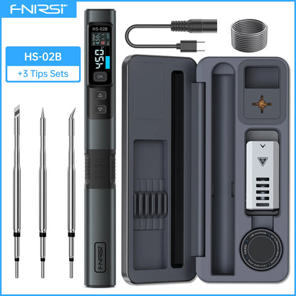 FNIRSI HS-02 Adjustable Temperature Soldering Iron – 20V 100–450℃ 100W Portable Welding & Repair Rework Station Tool