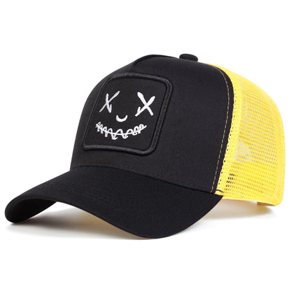 Ghost Face Embroidery Baseball Cap - Unisex Adjustable Mesh Hat for Spring Summer Outdoor Sun Protection