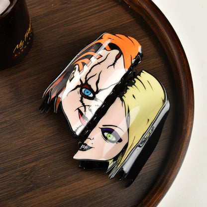 New Horror Series Hair Clips — Acrylic Claw Clips with Clown, Crab, and Shark Designs, Halloween Hair Accessories for Women