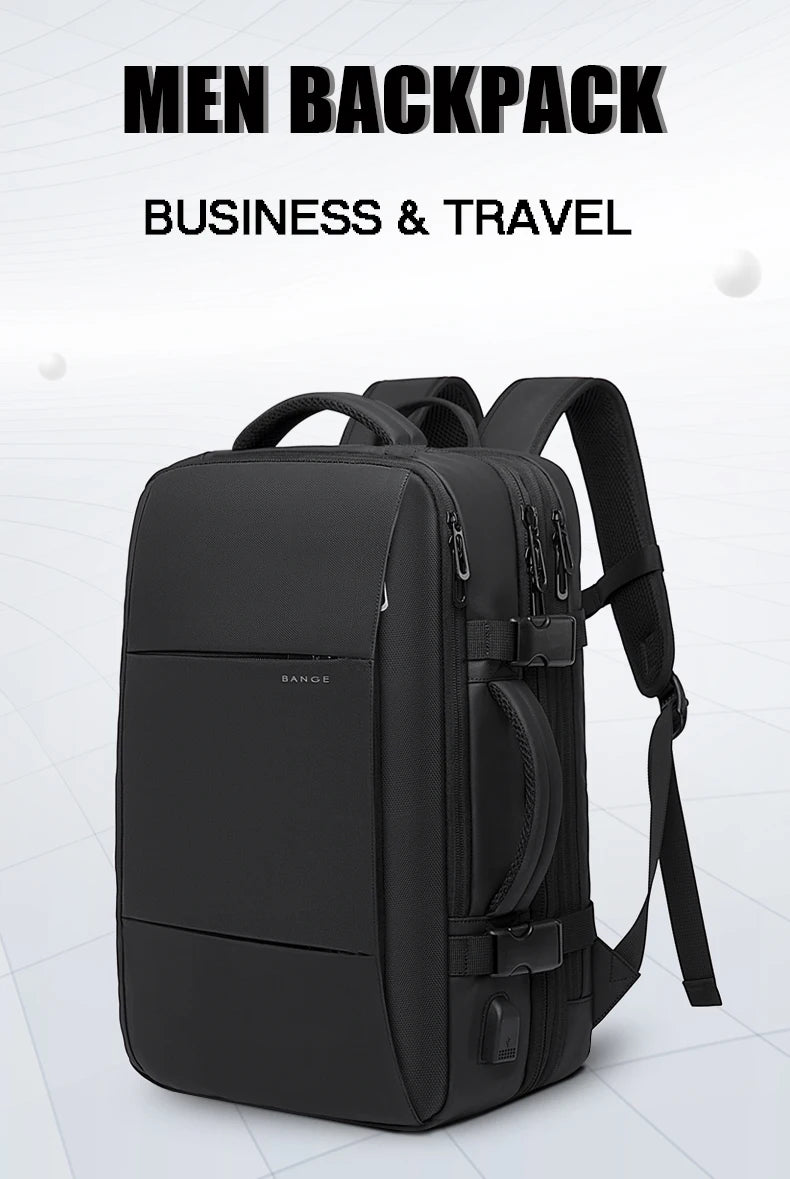 BANGE Expandable Men’s Waterproof Laptop Backpack – 17.3" Large Capacity Hiking & Travel Bag