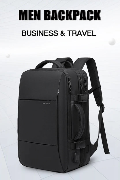 BANGE Expandable Men’s Waterproof Laptop Backpack – 17.3" Large Capacity Hiking & Travel Bag