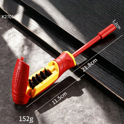 Insulated Magnetic Screwdriver Set - Interchangeable Phillips & Slotted Bits for Electrical & Motorcycle Repair