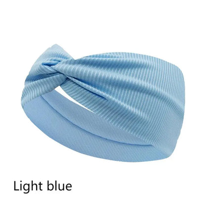 Silky Threaded Fabric Twist Headband – Elastic Yoga, Workout & Running Hair Bands for Women & Girls