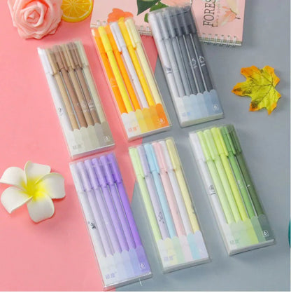 6-Piece Lytwtw Morandi Color Gel Pen Set – Cute Creative Kawaii Pens for Office & School Supplies
