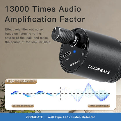 Docreate Mini Leak Detector & Sound Amplifier - 13000X Audio Magnification Sensor with Rechargeable 200mAh Battery