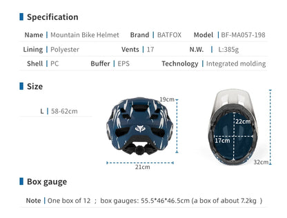 BATFOX MTB Cycling Helmet — Integrally-Molded Mountain Bike Helmet for Speed & Safety