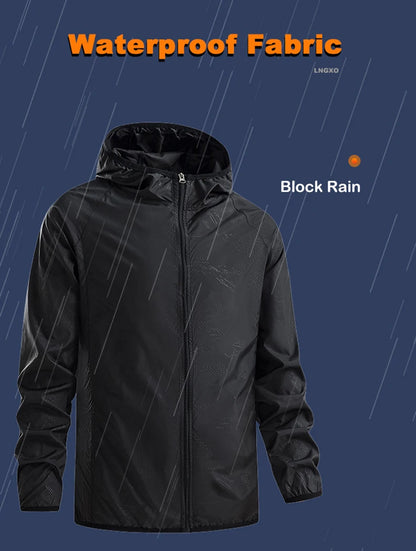 LNGXO Waterproof Hiking Jackets – Sun Protection, Windbreaker, Camping & Climbing Rain Coat, Unisex Portable Outdoor Wear