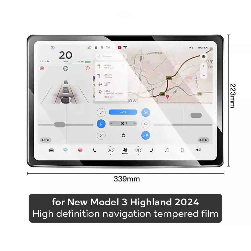 TESY Tempered Glass Screen Protector for Tesla Model YL/Y Juniper & Model 3 Highland - Front & Rear Display Protection