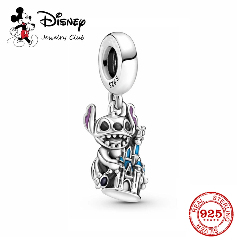 New 925 Sterling Silver Mickey Minnie Vinnie Charm – Beaded Fit for Original Pendant Bracelet, DIY Ladies Jewelry