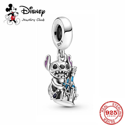 New 925 Sterling Silver Mickey Minnie Vinnie Charm – Beaded Fit for Original Pendant Bracelet, DIY Ladies Jewelry