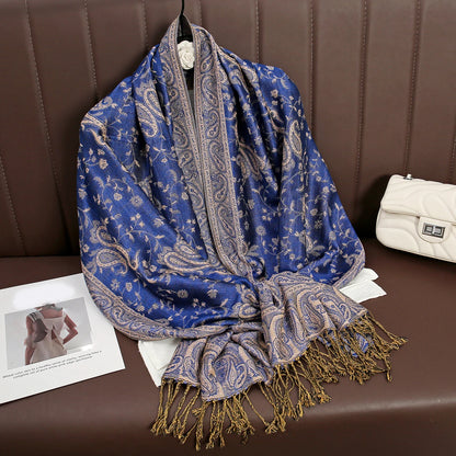 Luxury Autumn Cashmere Pashmina Shawl – Warm Winter Scarves for Women, Printed Cotton Foulard Stole Scarf 2023