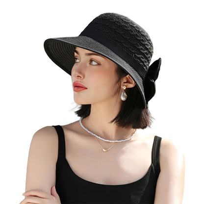 Women’s Wide Brim Straw Sun Hat – Summer Beach Vacation Hat with Sun Protection for Spring, Summer & Fall