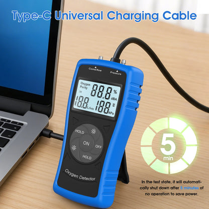 Handheld 5800H 3-in-1 Oxygen Analyzer - Ultrasonic O2 Tester for Oxygen Concentrator Flow, Pressure & Concentration