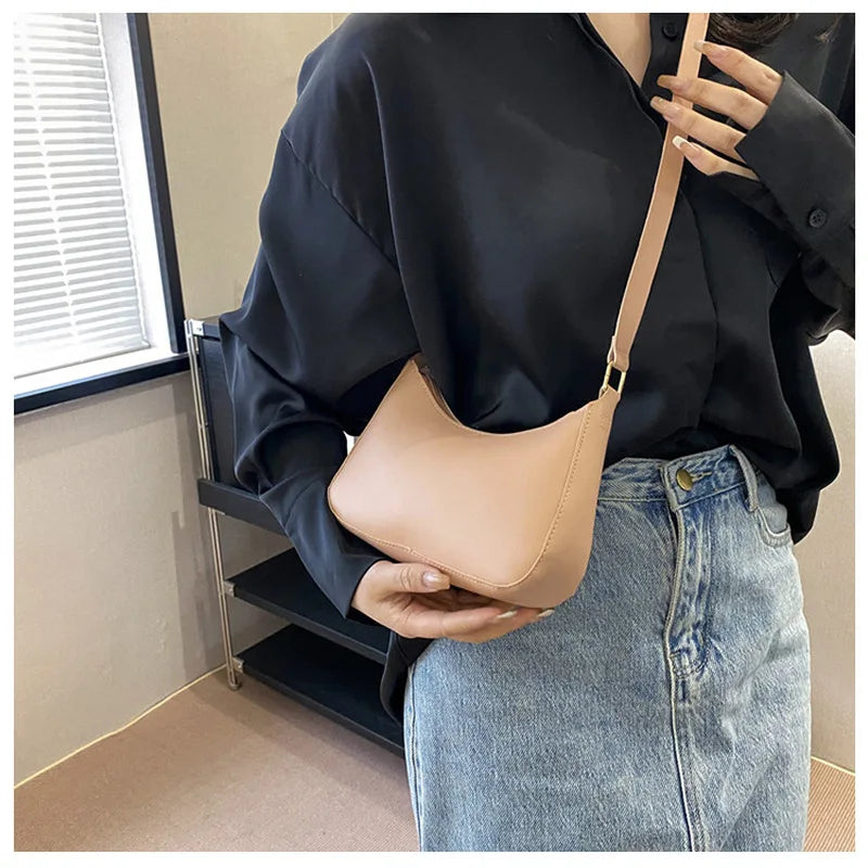 Fashion Solid-Color Handbag – Small Square Stylish Single-Shoulder Bag