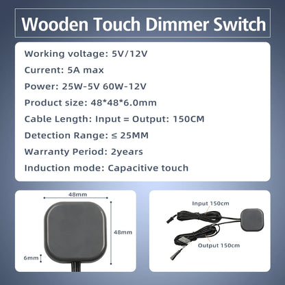 40mm Penetrating Touch Sensor Switch – 12V/24V 60W Induction LED Switch for Wood, Stone & Plastic Boards