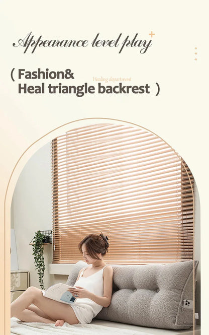Large Triangular Headboard Wedge Pillow – Bed Rest Backrest Cushion with Removable Cover for Positioning Support