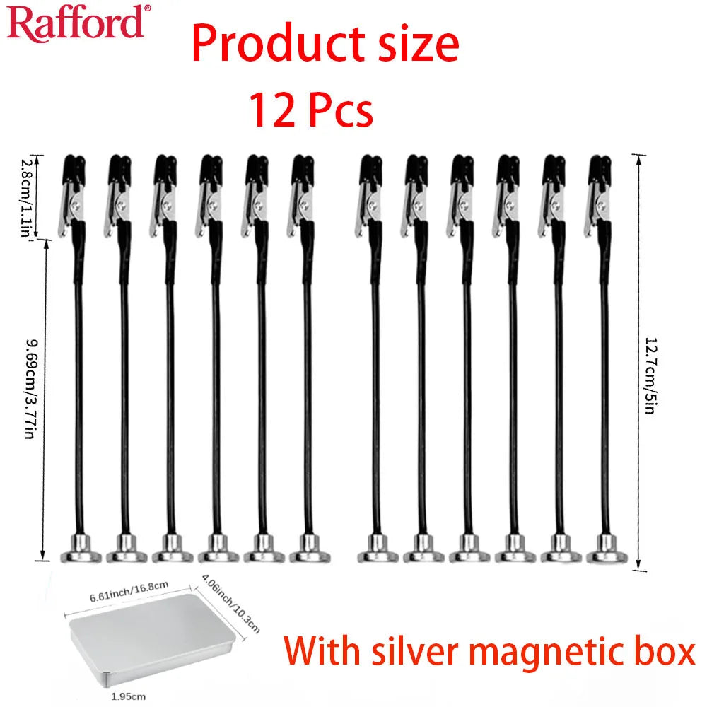 Rafford 12Pcs Model Painting Clip Set - Bendable Alligator Clips with Rubber Tips and Magnetic Base for Hobby Airbrush