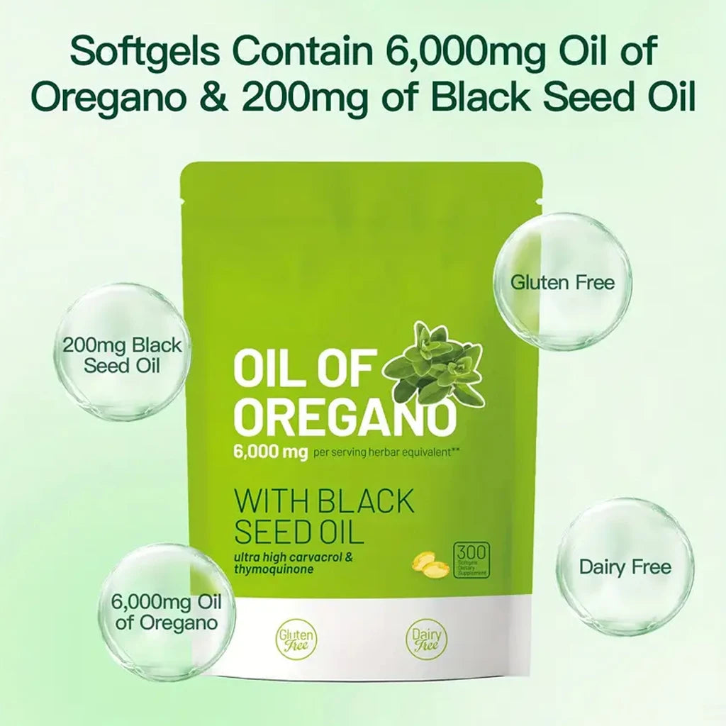 300 Capsules Oil of Oregano with Black Seed Oil — Natural Antioxidants for Fitness & Nutritional Support