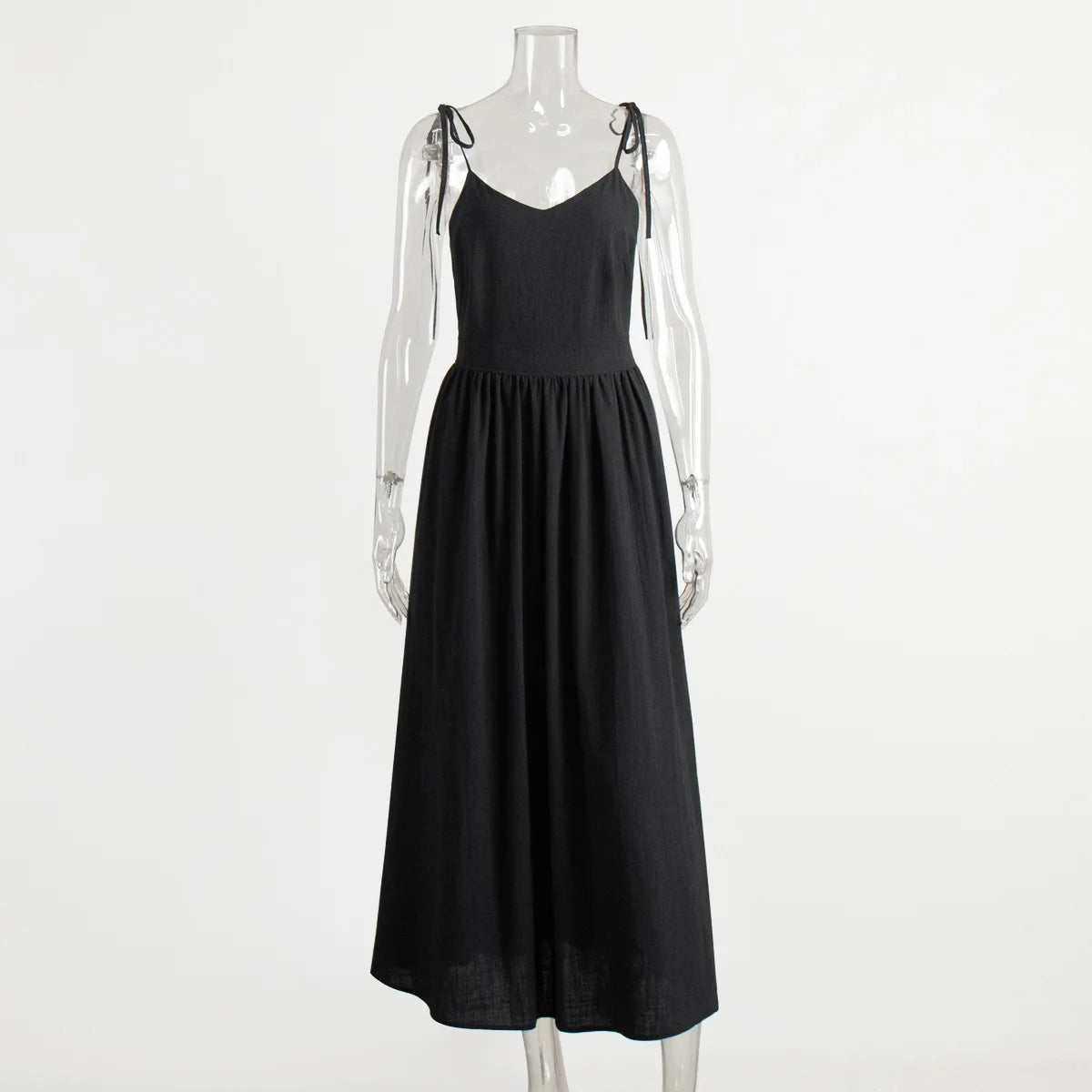Bornladies Women’s Summer Beach A-Line Sling Dress – Vintage Loose V-Neck 100% Cotton Casual Sexy Hot Girl Style