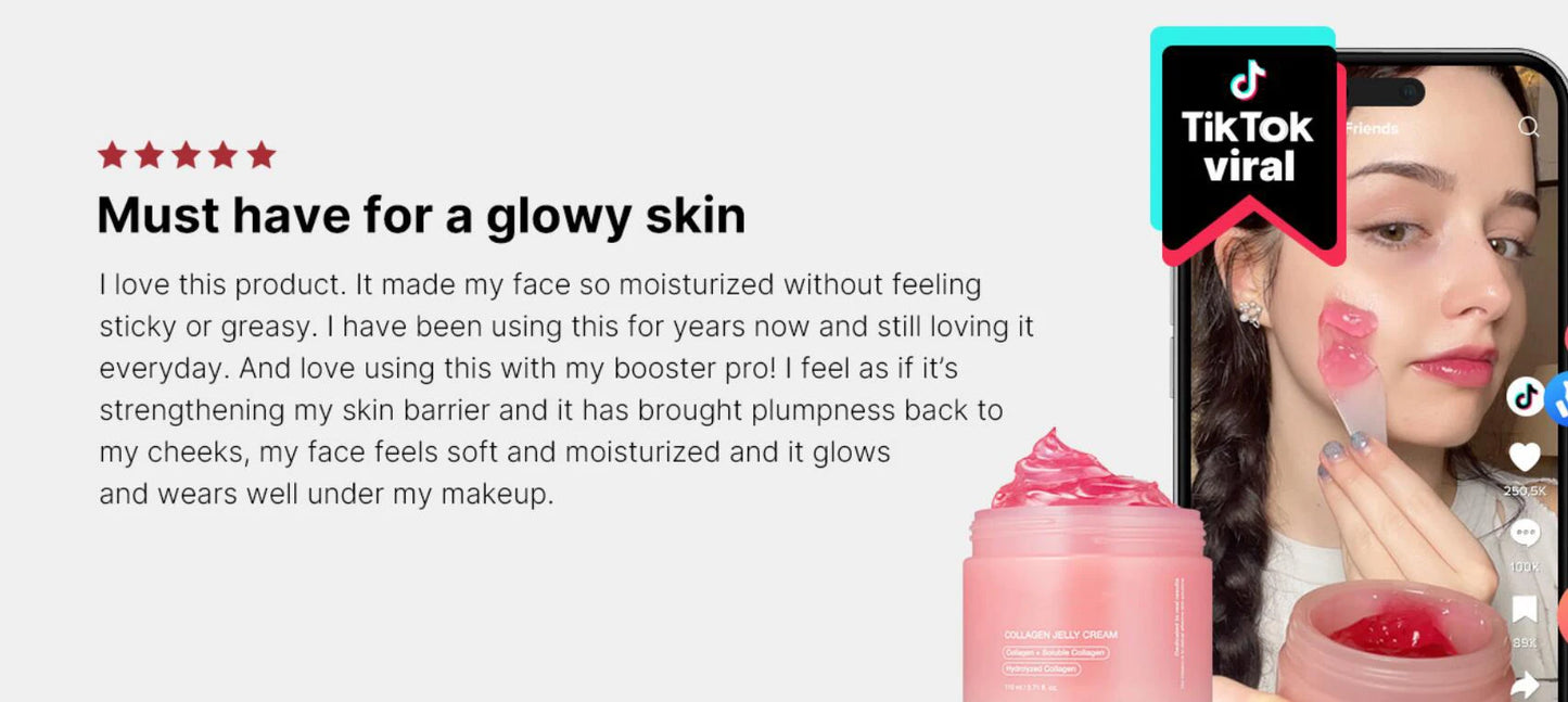 24H Glow & Lifted Collagen Jelly Cream – Niacinamide & Hydrolyzed Collagen for Skin Barrier Strengthening & Moisturizing