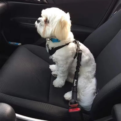 High-Grade Adjustable Dog Car Safety Belt — Shock-Absorbing Damping Strap with Reflective Trim, Universal Fit