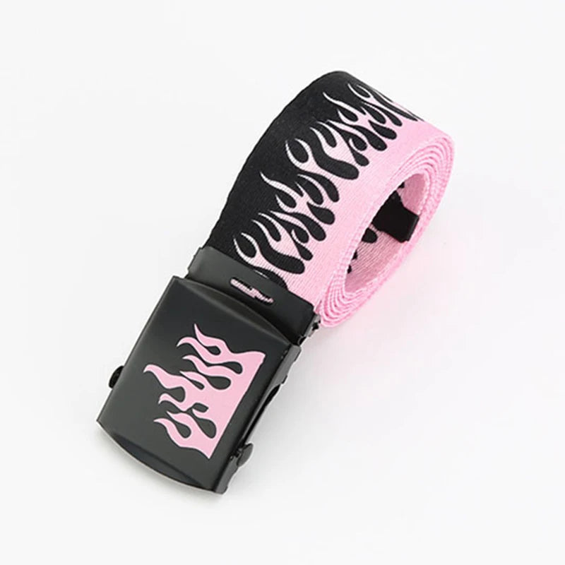 Punk Style Flame Belt – Trendy Hip-Hop Streetwear Accessory, Durable Unisex Fashion Decoration for Men & Women