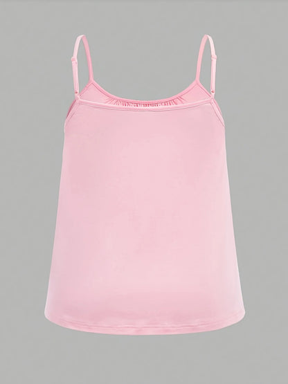 Plus Size Summer Camisole - Solid Color Sleeveless Casual Tank Top