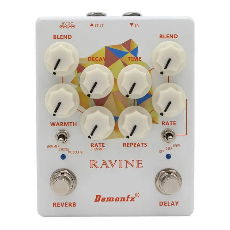 Demonfx-RAVINE Guitar Effects Pedal – Reverb & Delay with True Bypass