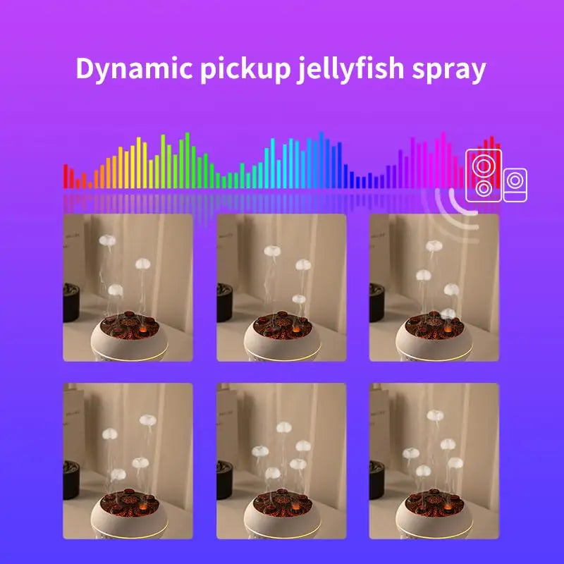 Dynamic Jellyfish 250ml Air Humidifier — Essential Oil Diffuser with Remote Control and 7-Color Night Lights for Bedroom