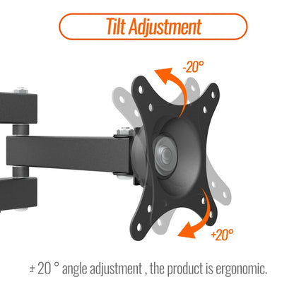 20° Tiltable & 360° Rotatable TV Wall Mount Bracket – Universal Stand for 14-24" Monitors & Flat Panel Displays