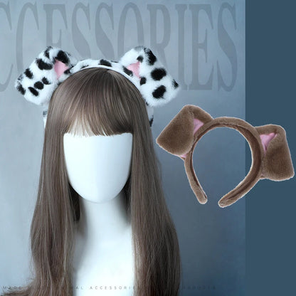 Folded Dog Ear Hairband - Kawaii Cartoon Puppy Cosplay Headwear for Students & Dog Lovers